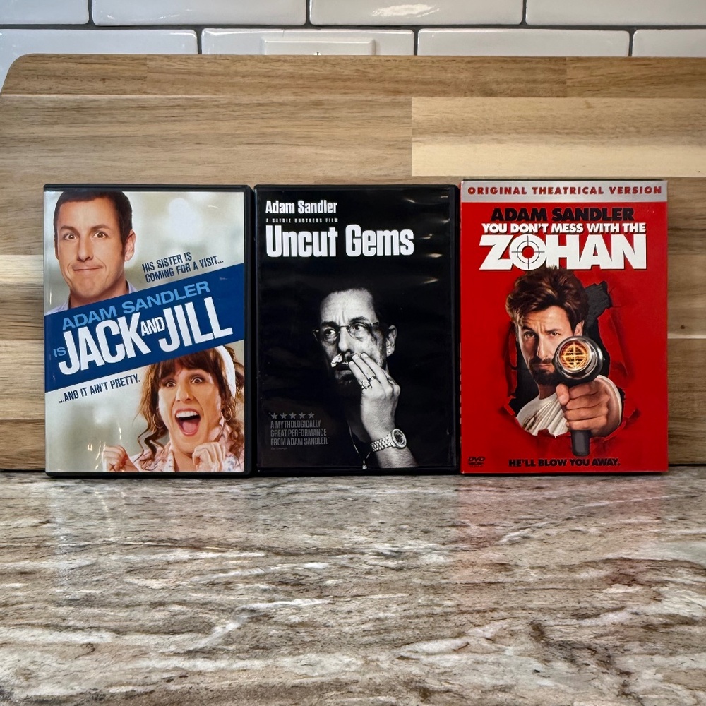 Adam Sandler DVD Bundle 3 Jack & Jill, Uncut Gems, You Don’t Mess With the Zohan